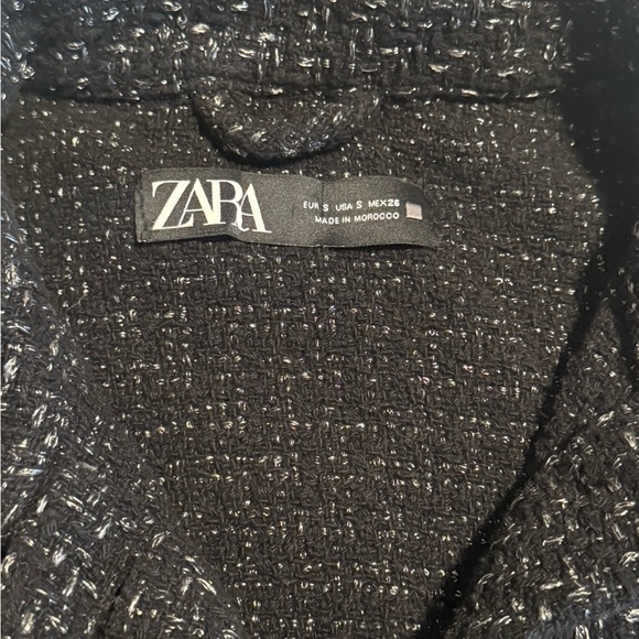 Zara Black and White Tweeted Jacket Size Small Black Tag Runs Big - Picture 4 of 5